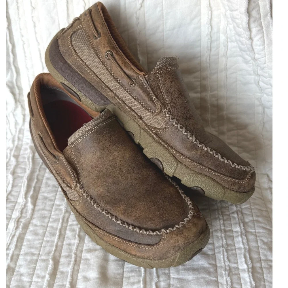 Twisted X Driving Mocs Brown Leather Slip On Loafers Casual GorpcoreMens 10M